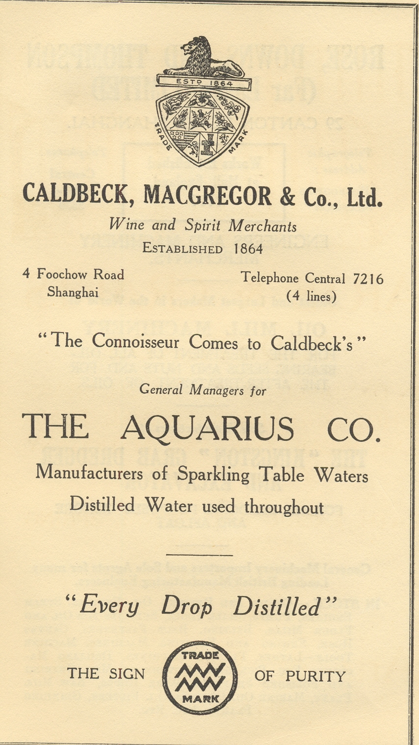 Caldbeck Macgregor - Foochow Rd - 1924