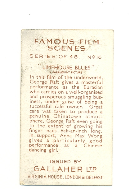 Limehouse Blues cigarette card - back - Gallaher Limehouse Blues cigarette card - back - Gallaher