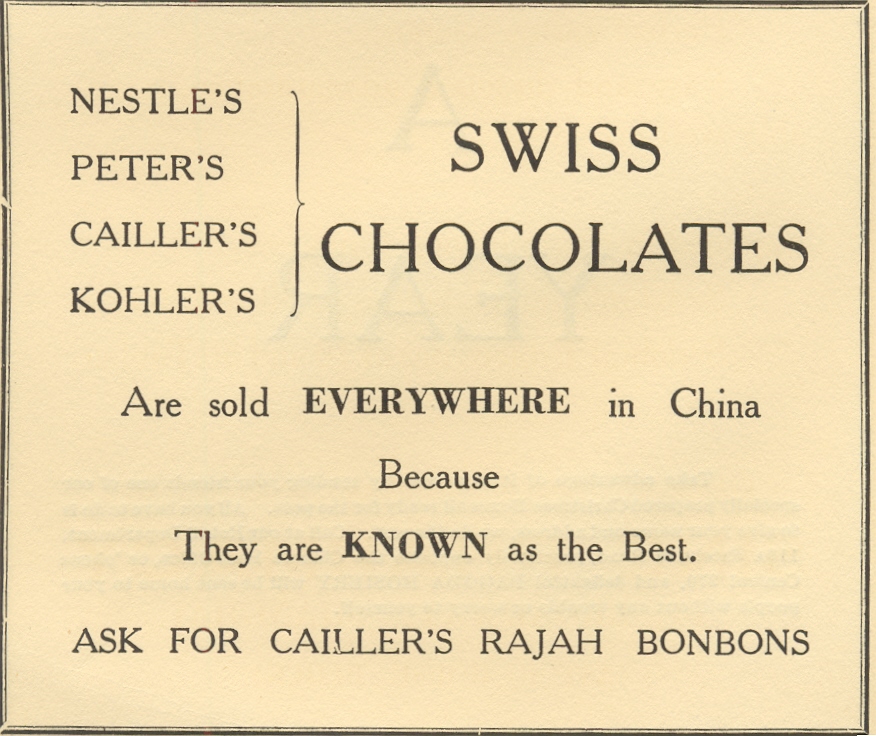Swiss Chocolates - 1924 Swiss Chocolates - 1924