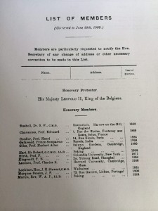 RAS member list from 1909