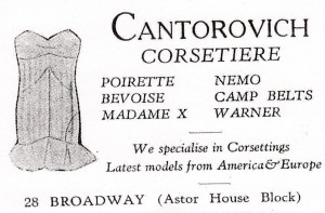 Cantorovich Corsertrie - Broadway - 1930