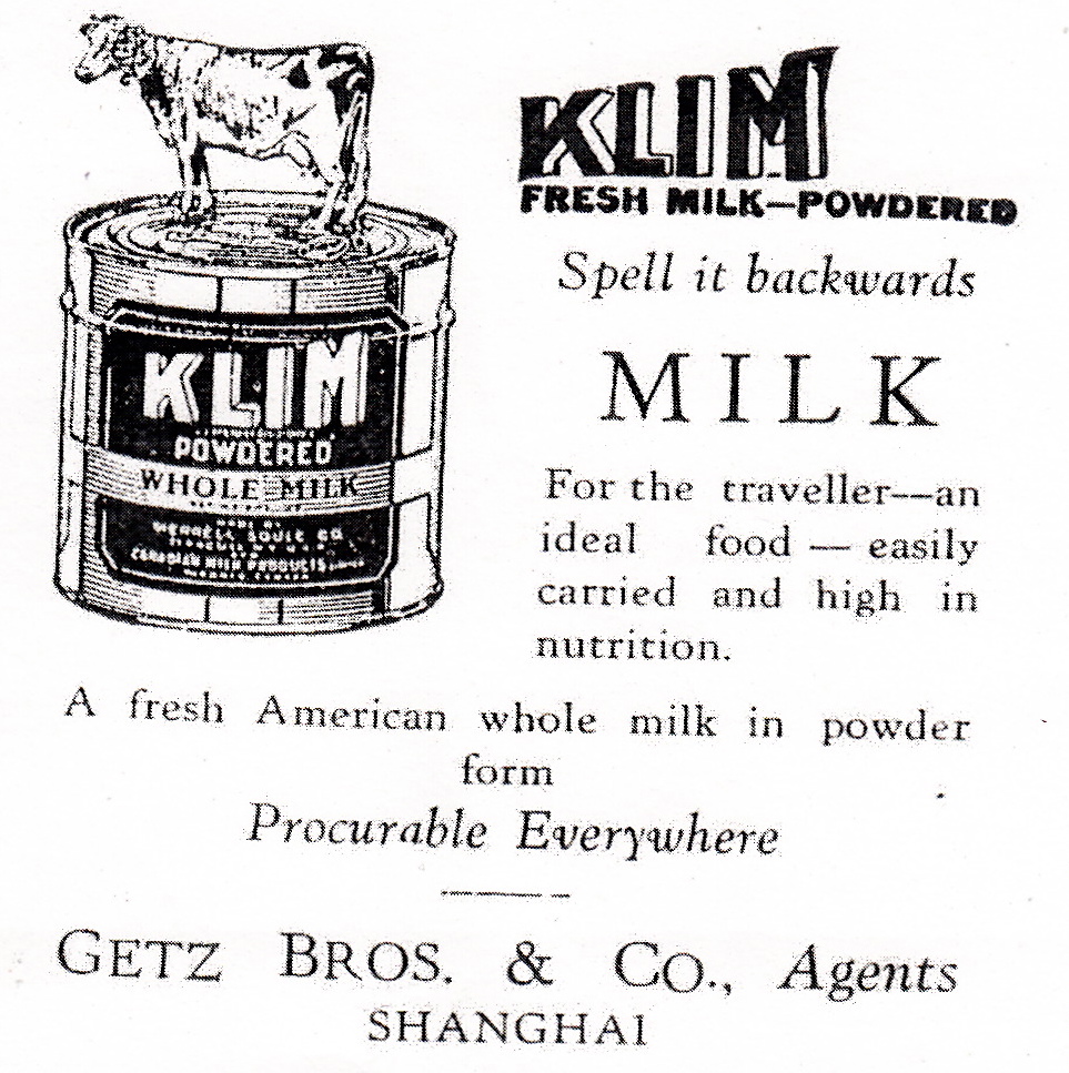 Klim milk - Getz Bros agents - 1930